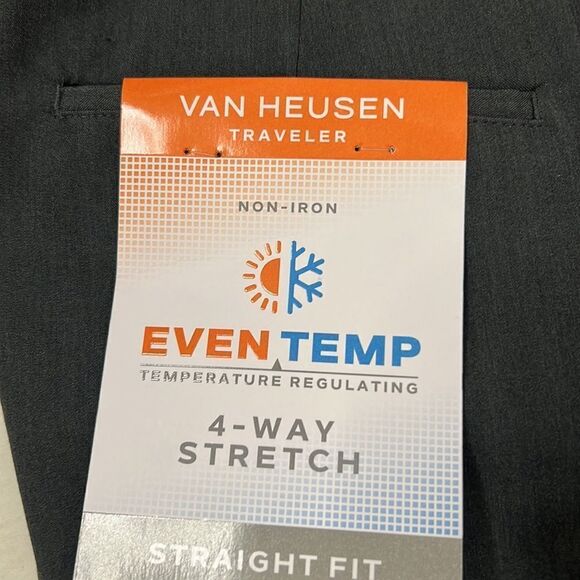 Van Heusen Traveler Grayn30 X 30 Straight Fit Flat Front Mens Dress Slack Pant - Picture 3 of 6
